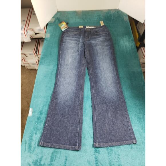DKNY Jeans Size 4 Short Womens Blue Stretch Pants Mid Rise SOHO Flared NWT - Picture 2 of 16